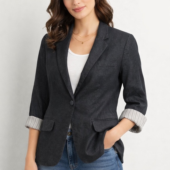 Banana Republic Jackets & Blazers - Banana Republic Linen Classic Blazer with Rolled Sleeve Detail Sz 4P